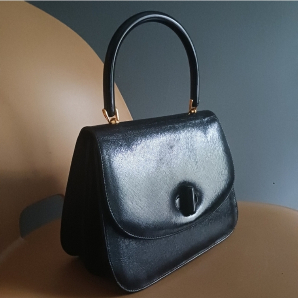 Vintage Gucci Black Leather Handbag